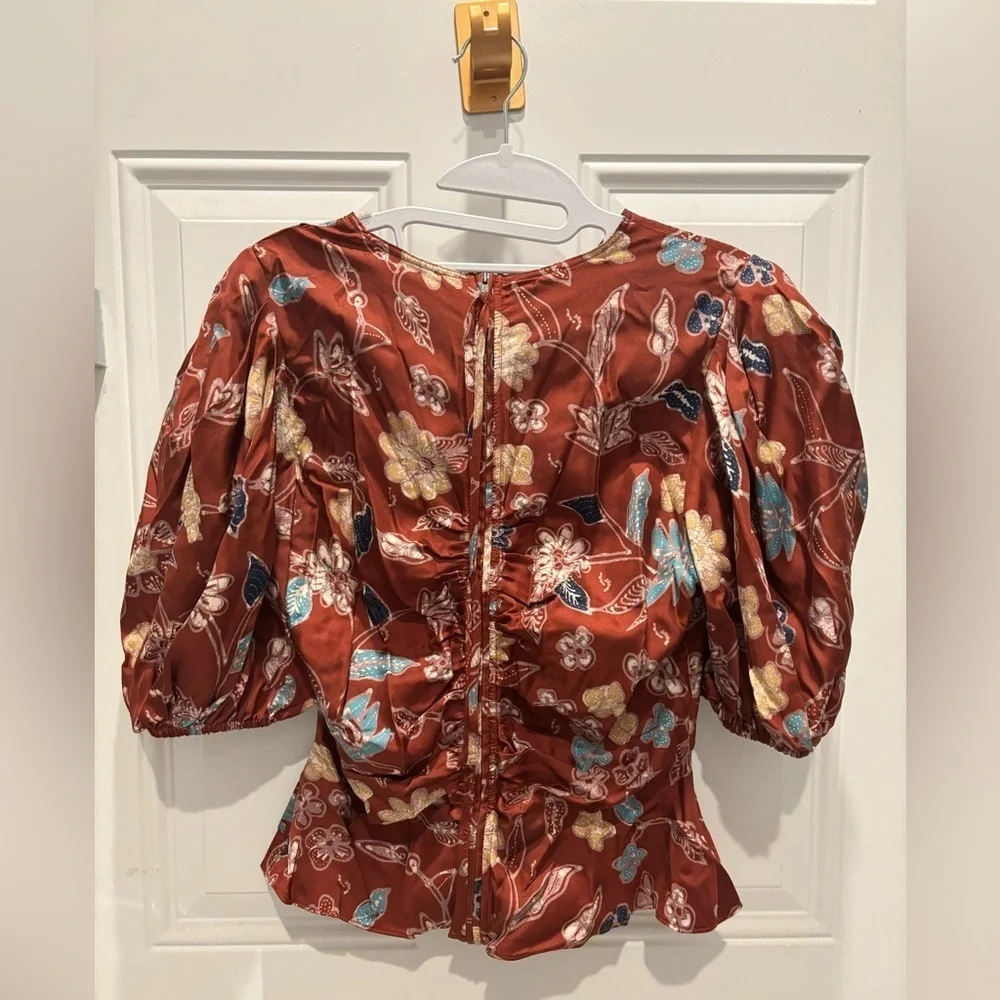 Ulla Johnson Elise ruched-silk blouse